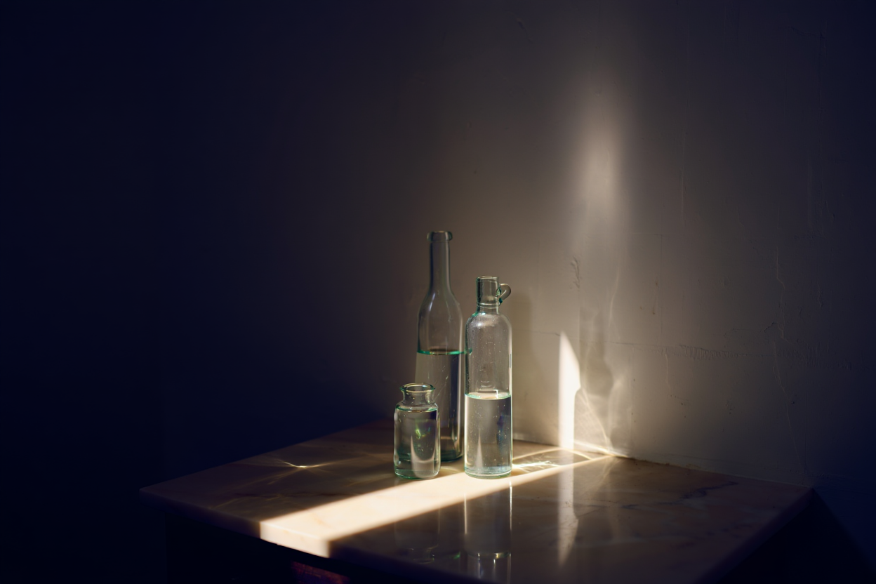 Flessen in strijklicht