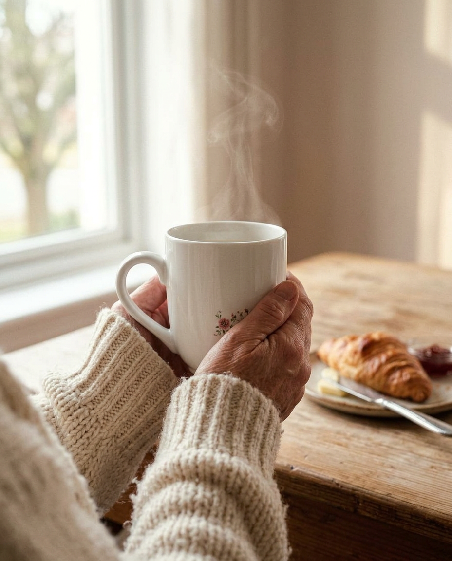 MenQind: warm thee-moment in handen